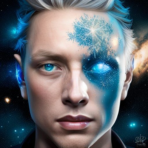 Apple Man in Cosmic Astral Illustration