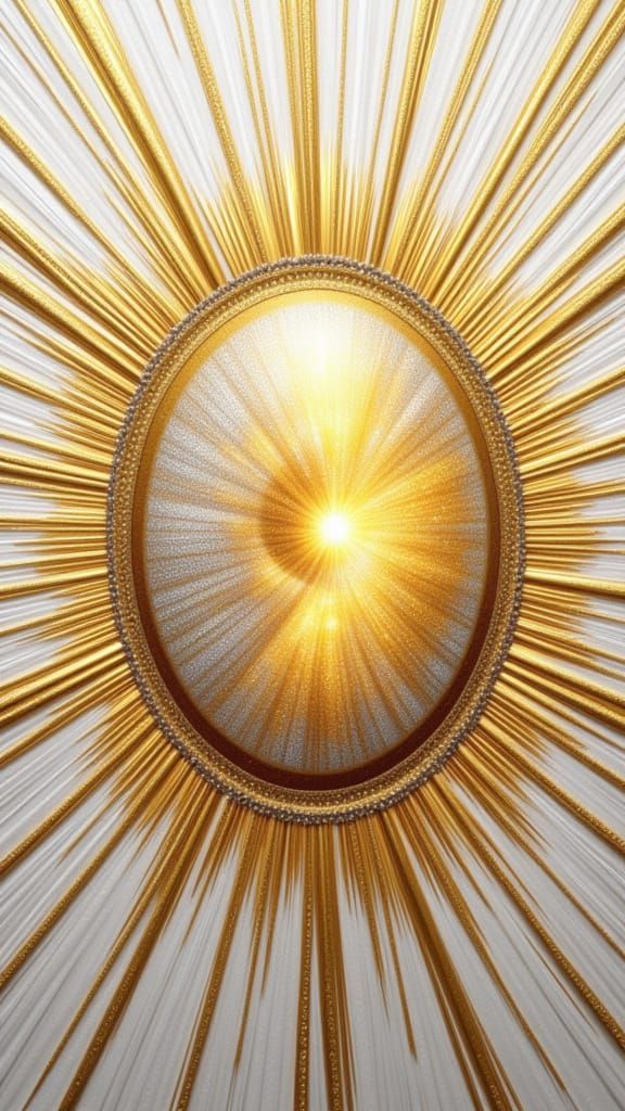 Abstract Golden Sunburst Mosaic Art