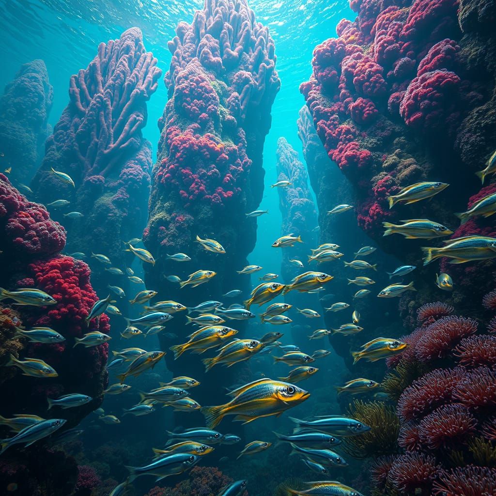 Vivid Underwater Coral Reef Scene