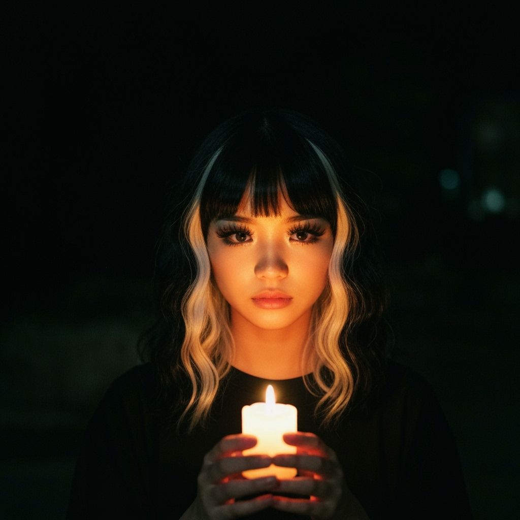 Emotional Candlelit Portrait of a Young Woman