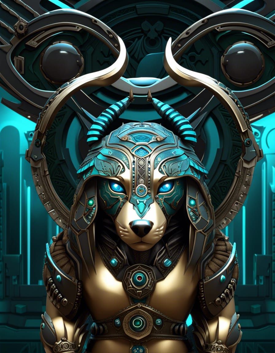 Cyborg Animal Druid Familiar in Dark Academia Metal Biopunk...