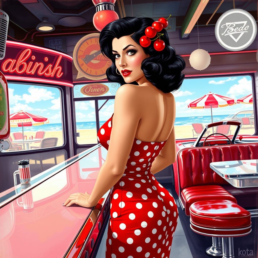 Sultry Pin-up Goddess in Retro Chic