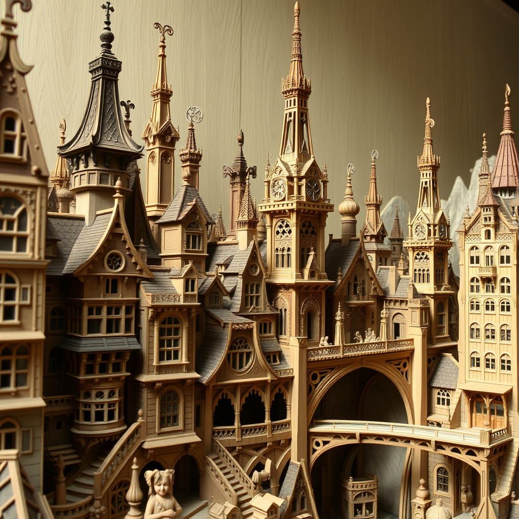 Elaborate Wooden City of Carved Architecture
