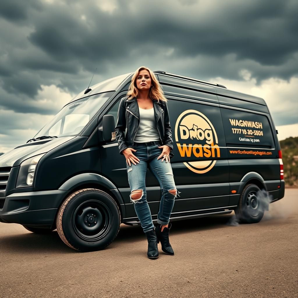 Blonde in Leather with Automotive Tools