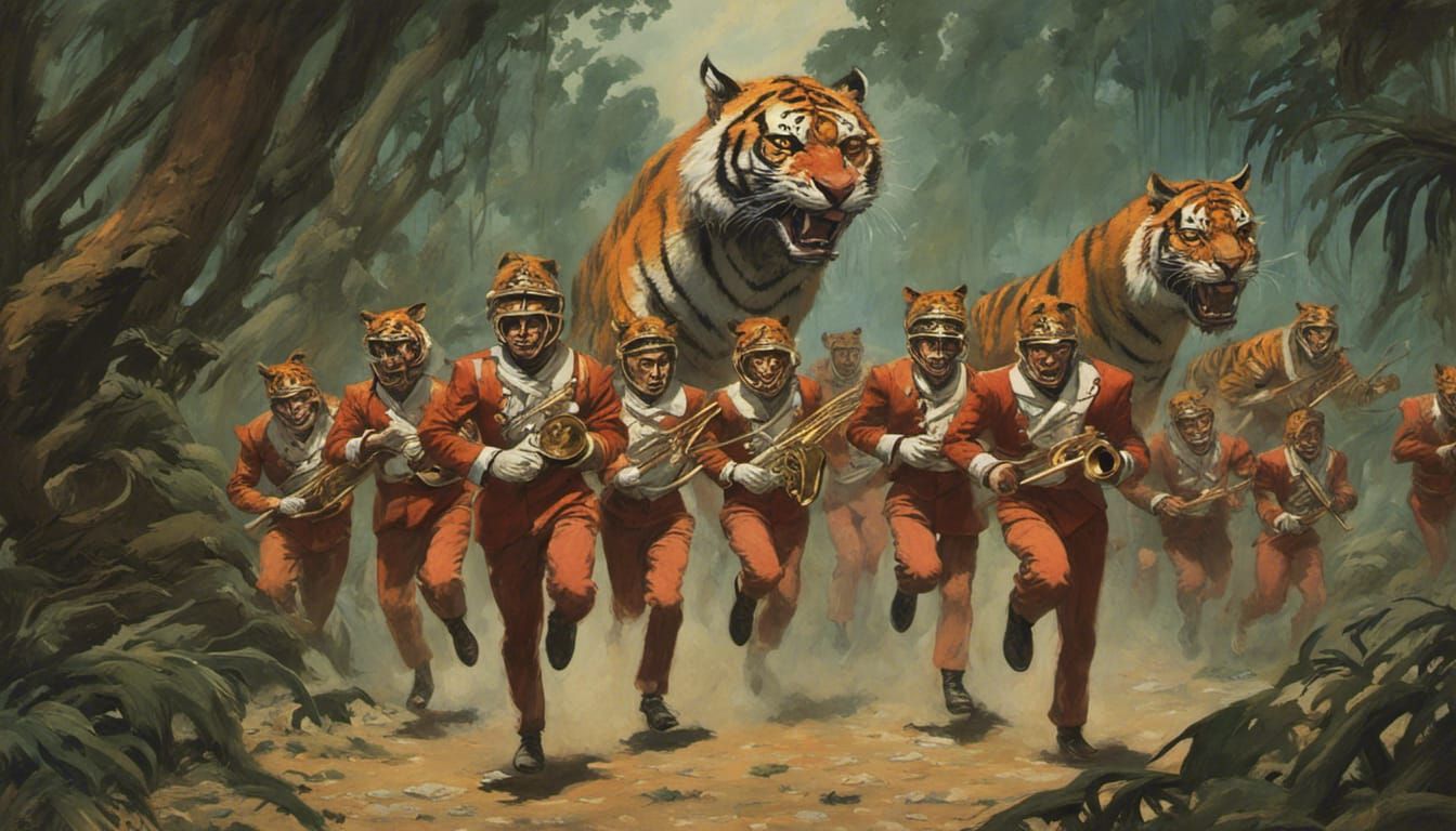 Marching Band Chased by Tigers
