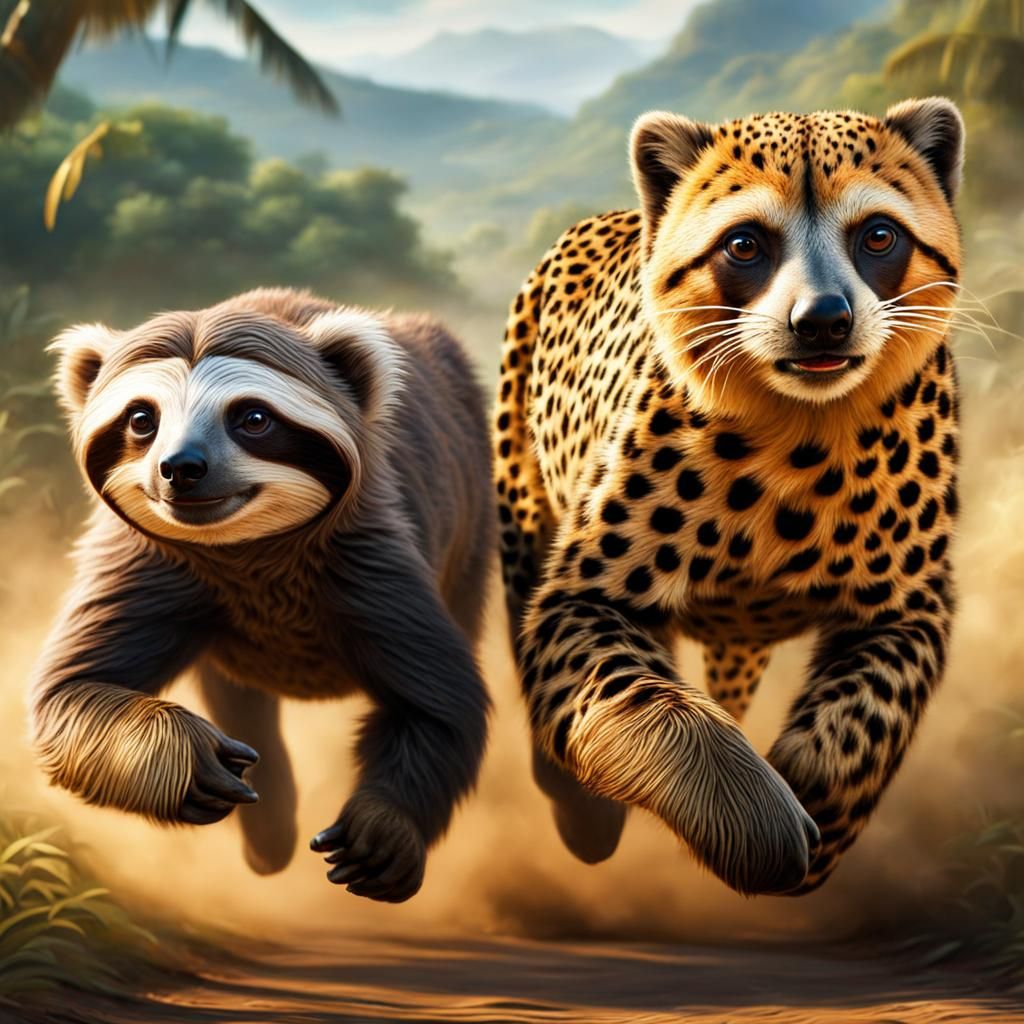 Sloth Versus Cheetah: A Hyperdetailed Fantasy Race