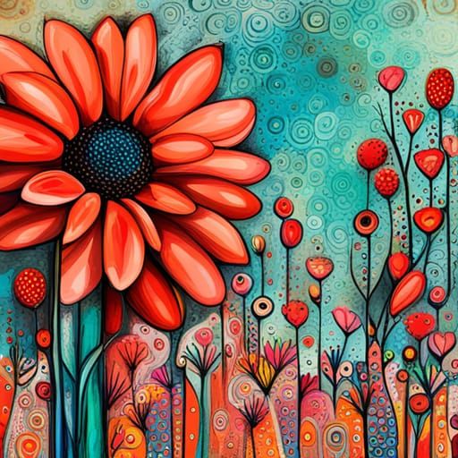 Modern Floral Mixed Media Digital Art