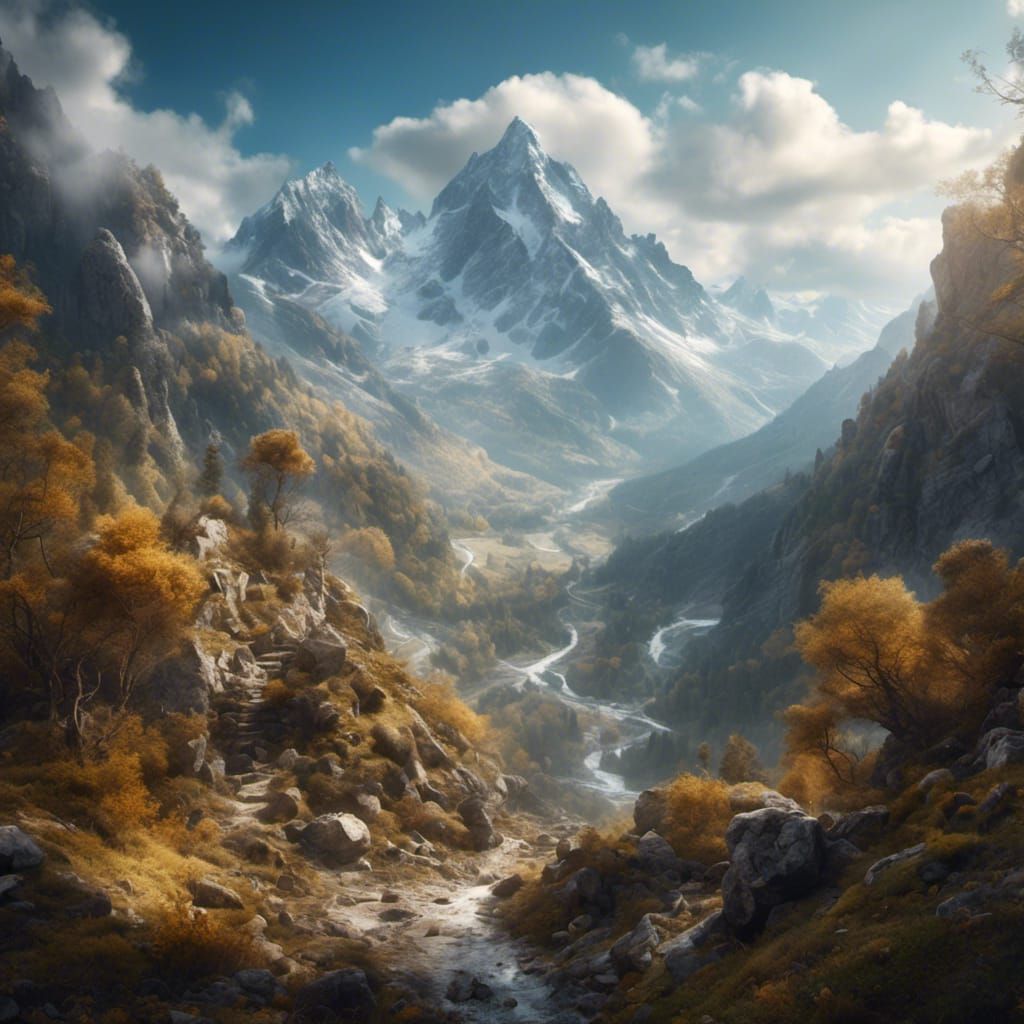 Hyperreal Orc Portrait with Mountain Background