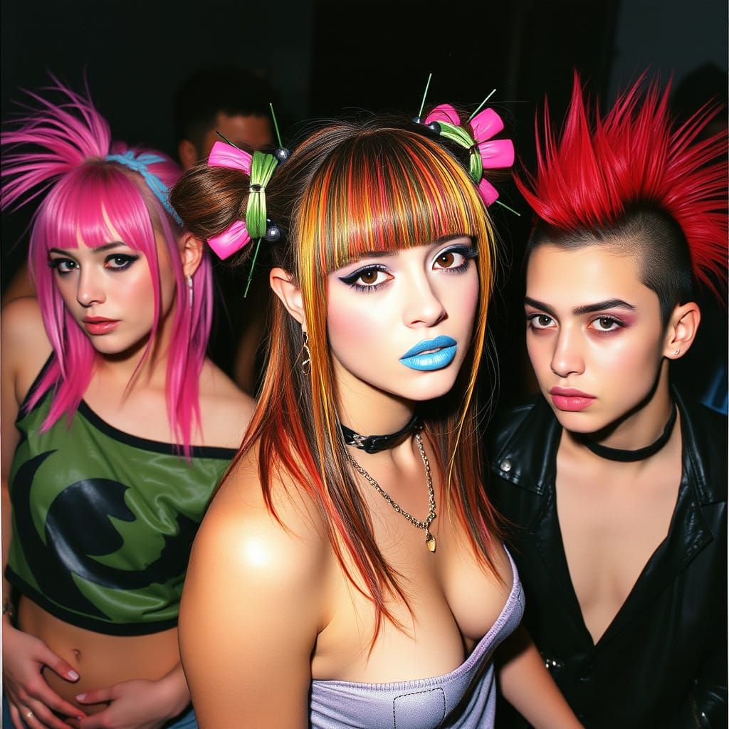 Retro Grunge Hair Styles in a Flashing Nightclub