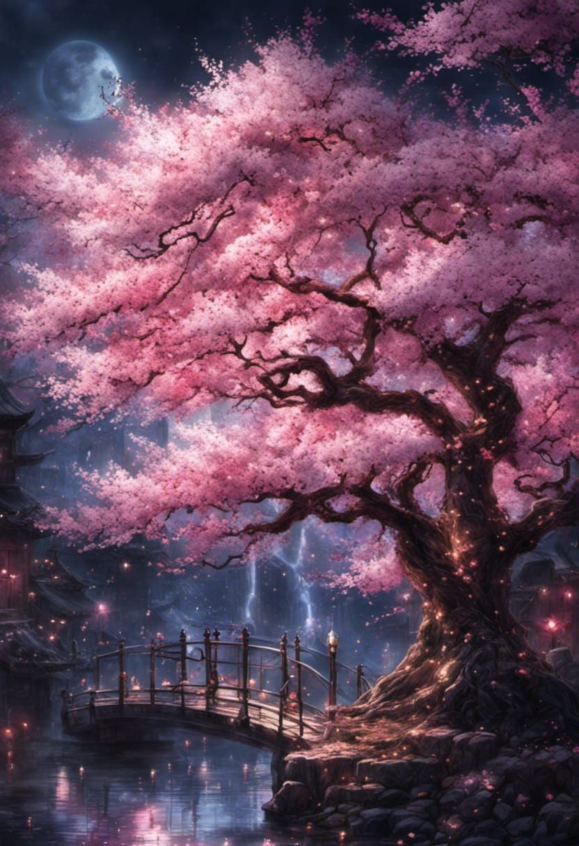 Gorgeous Cherry Blossoms with Fairy Lights