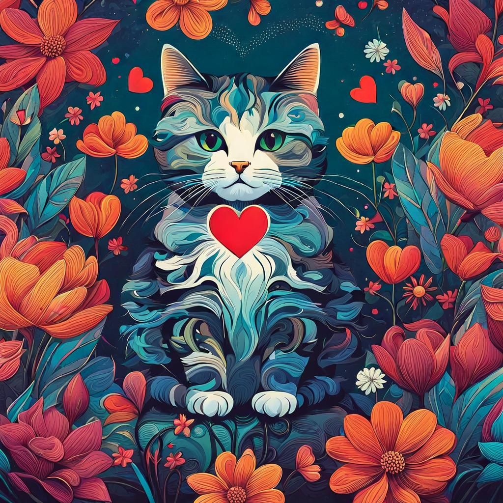Cat by Android Jones