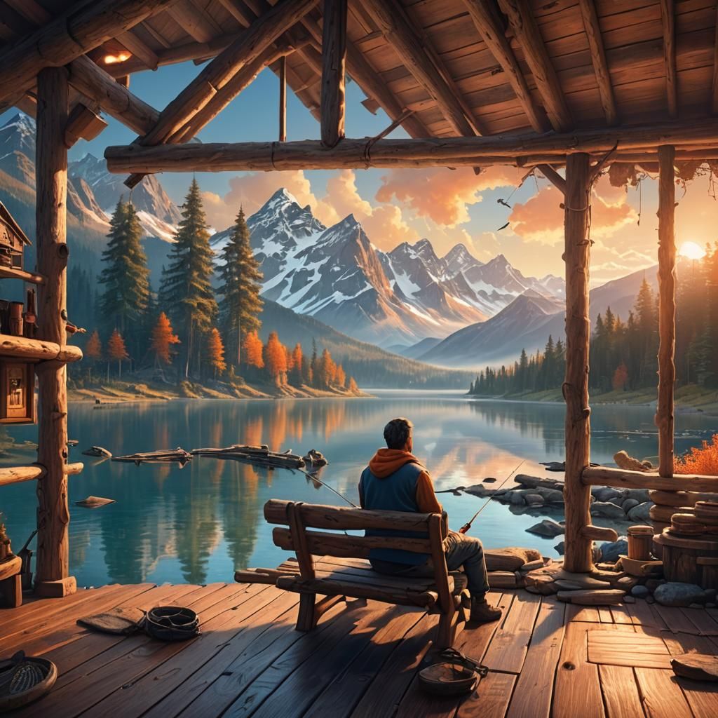 Mountain Cabin Retreat: A Fantasy Matte Painting
