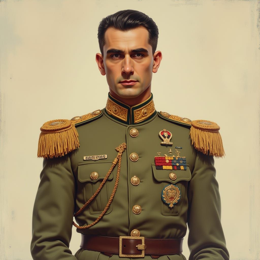 Egyptian Military Leader in Uniform, Early 30s, with Intense...