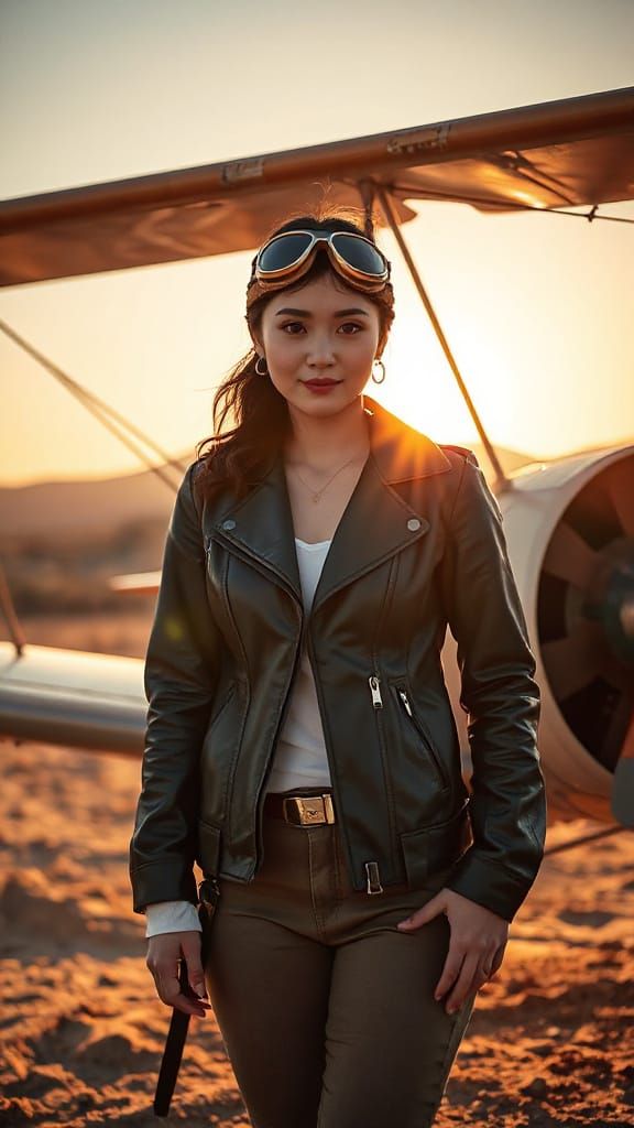 Daring Pilot in Desert Canyon, Artgerm Style