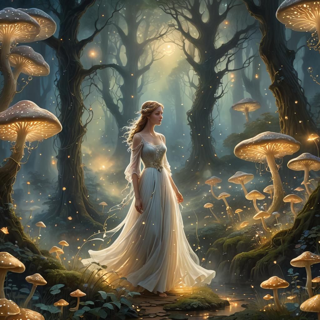 Ethereal Fantasy: Figure in Mystical Forest