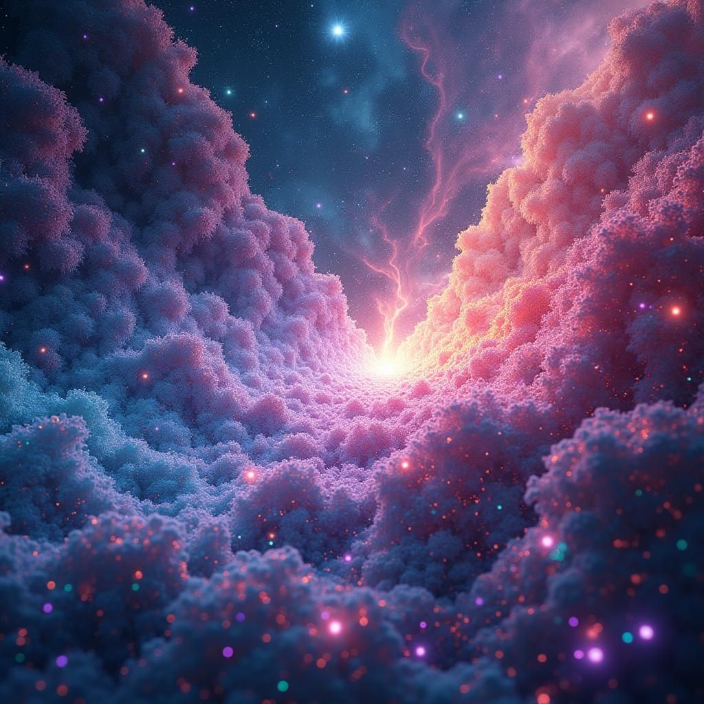 Iridescent Astral Field with Cosmic Life Forms