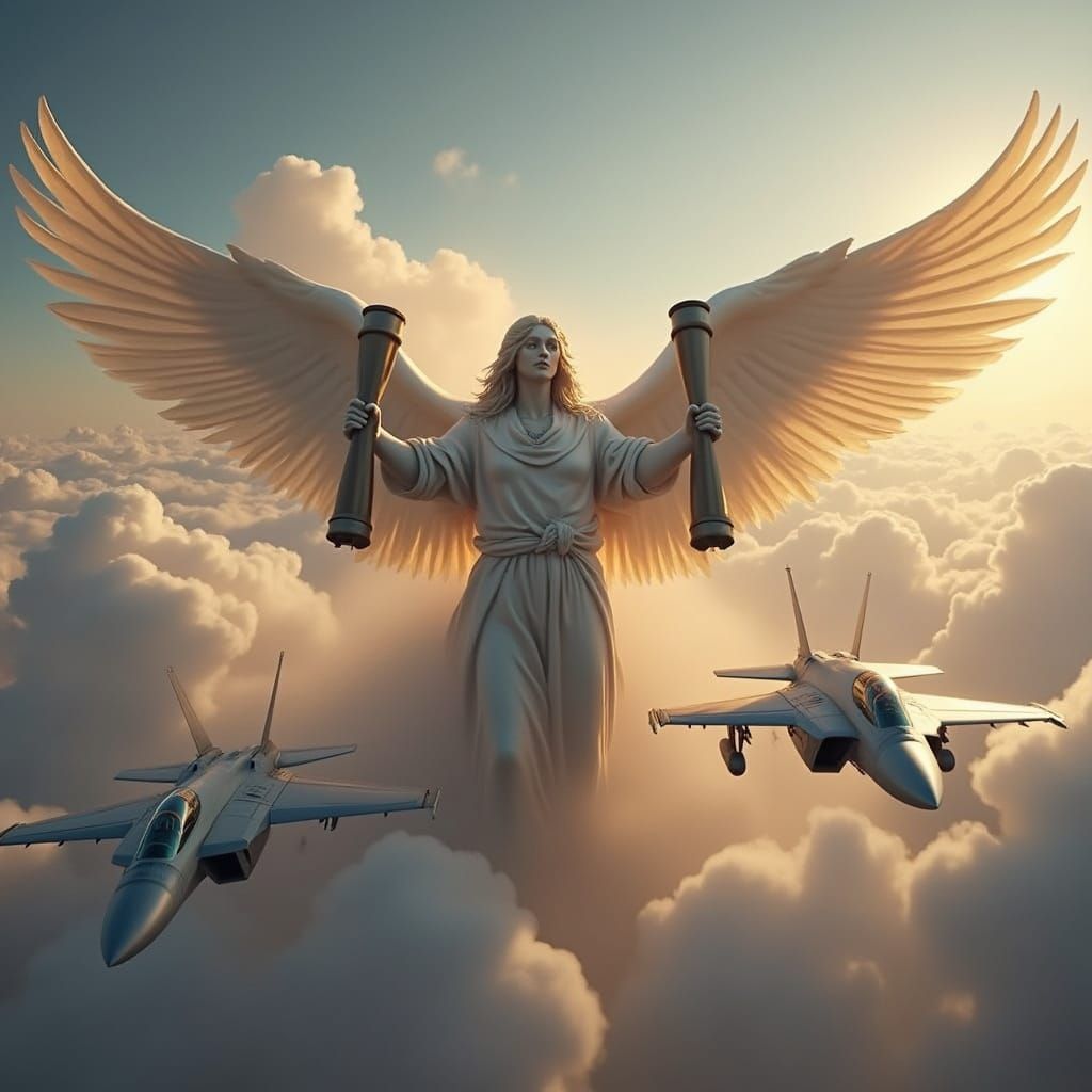 Colossal Angel Emerges Escorting Air Force One