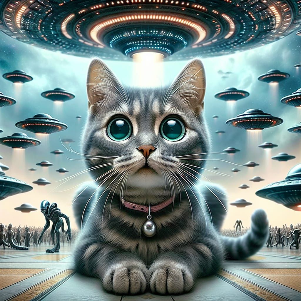 Surprised Cat Photobombs an Alien Invasion