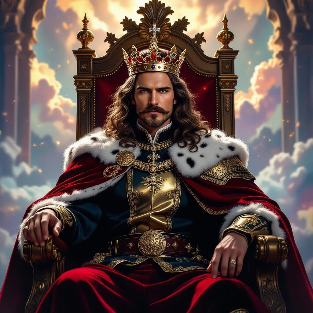 Prince on Throne in Heavenly Realm Portrait