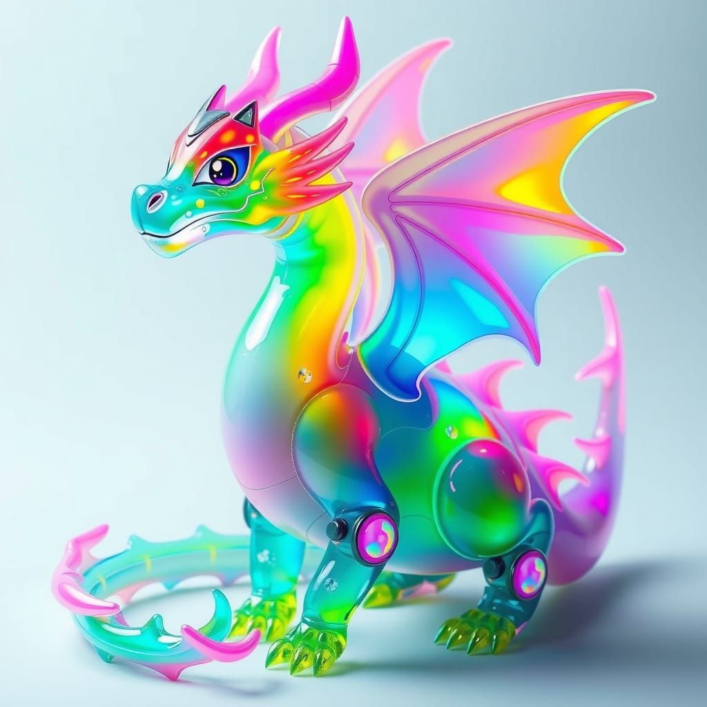 Rainbow Slime Dragon with Holographic Stickers