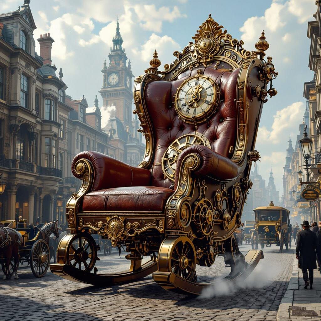 Steampunk Rocking Chair Navigates Victorian City
