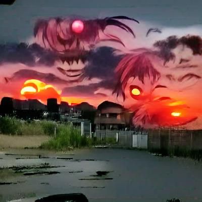 Ominous Anime Sunset Scene