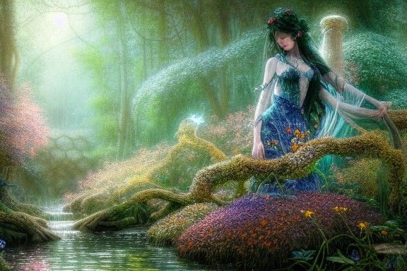 Magical Evening Forest Scene in Digital Art