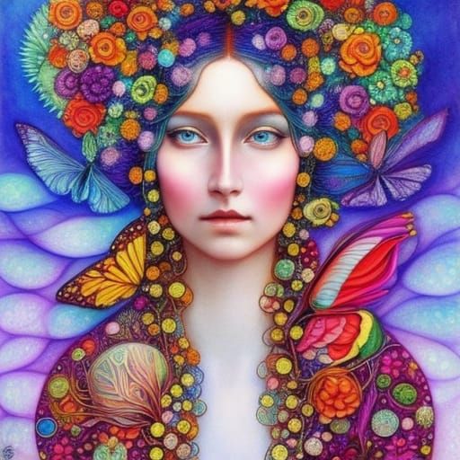 Dragonfly-Human Hybrid in Mycelium Network, Watercolor Art