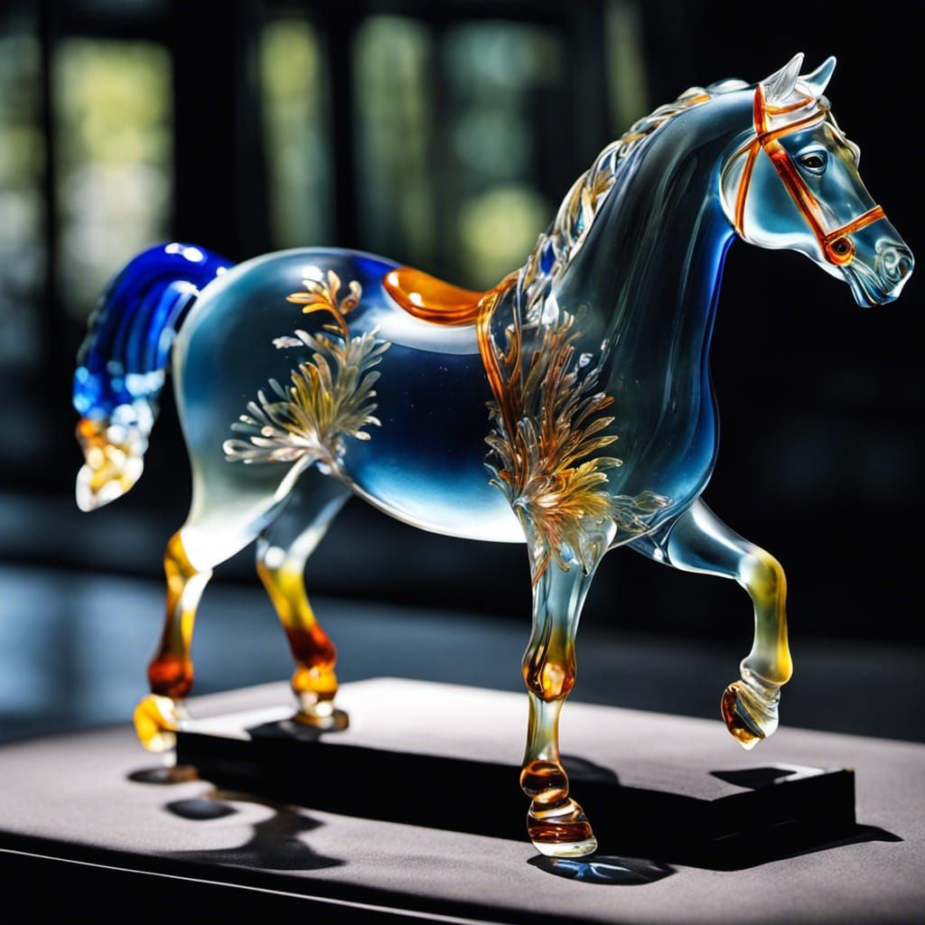 Blown Glass Horse Sculpture in Murano Style