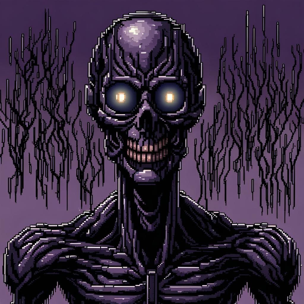 Horrifying Needle-Covered Figure in 16-bit Pixel Art