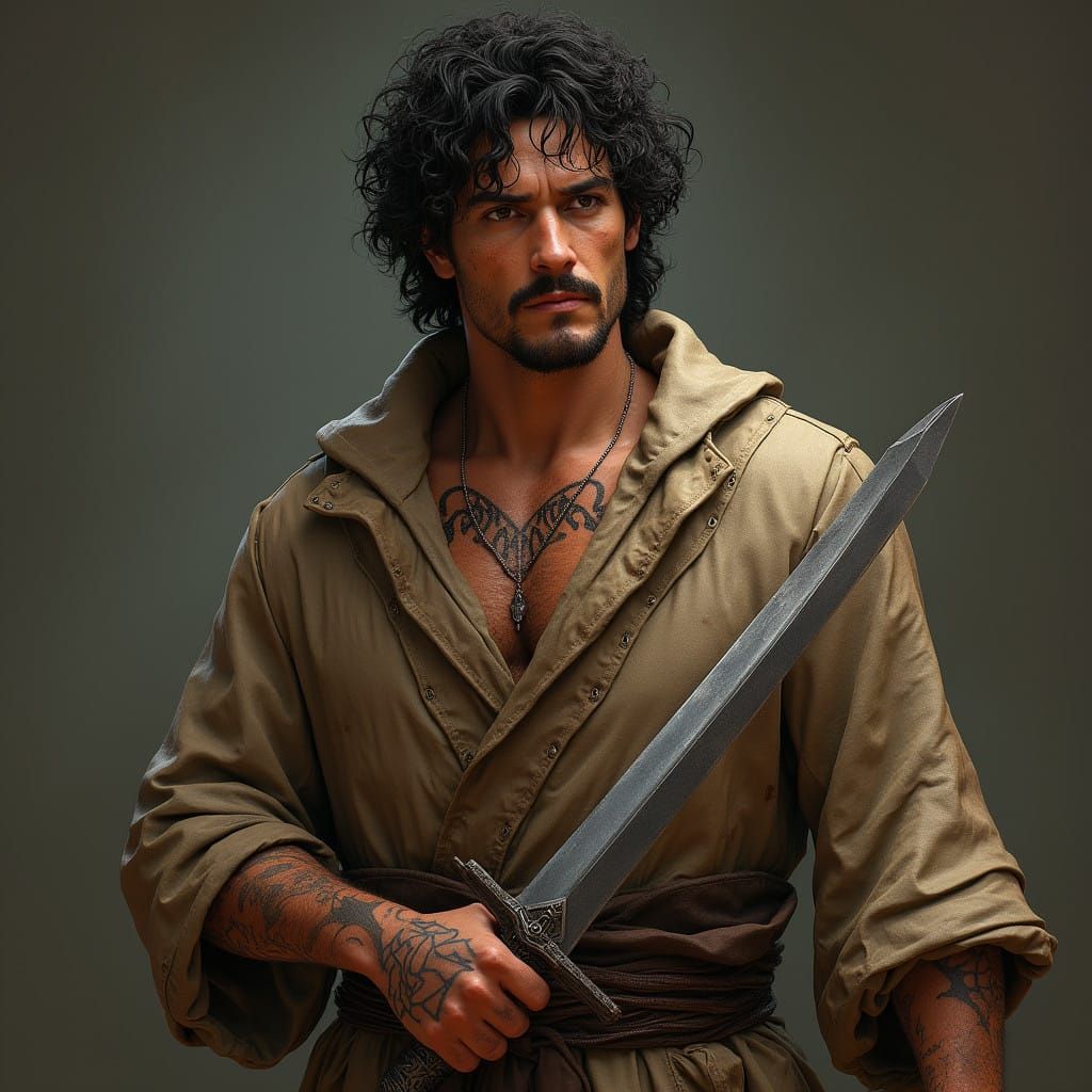 Hyperrealistic Human Rogue in Earth-Toned Robe