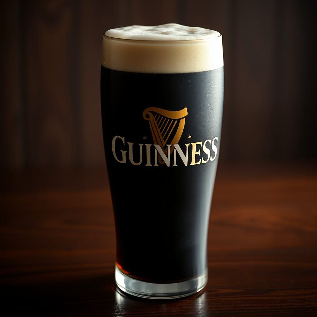 A Rich Guinness Pint in Golden Glassware