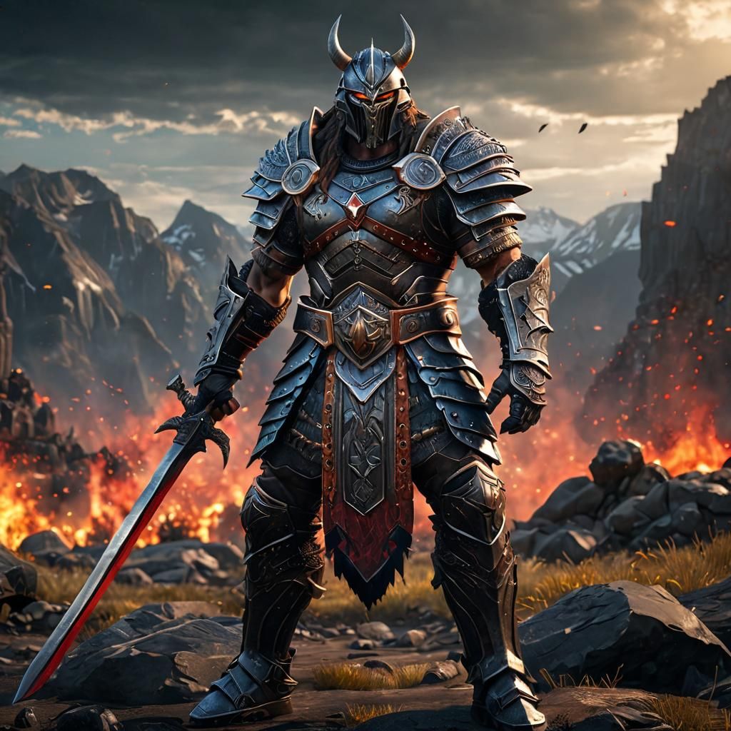 Berserker God of Weapons in Obsidian Armor