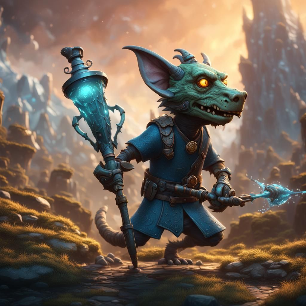 Kobold with Freeze Ray: Fantasy Art