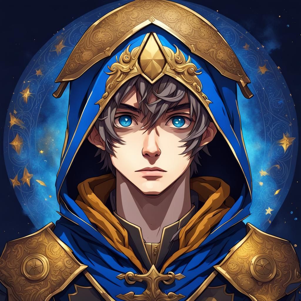 Anime Portrait of Medieval Soldier with Magical Symbols