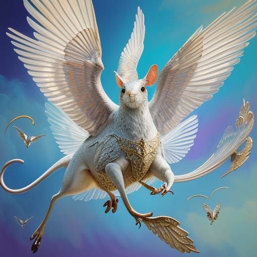 Surreal Flying Mice with Iridescent Wings