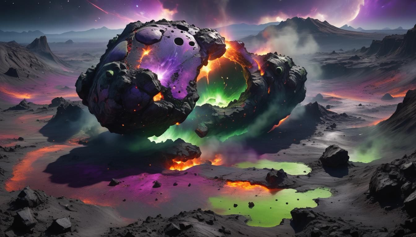 Desolate Planetoid in Space: Hyperrealistic Concept Art