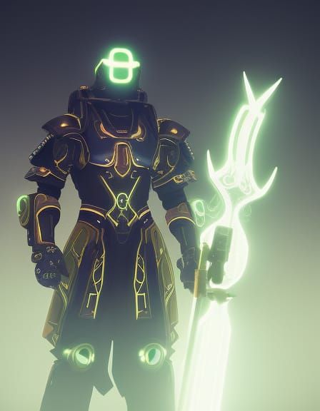 Aetherpunk Paladin in Enchanted Mech Suit