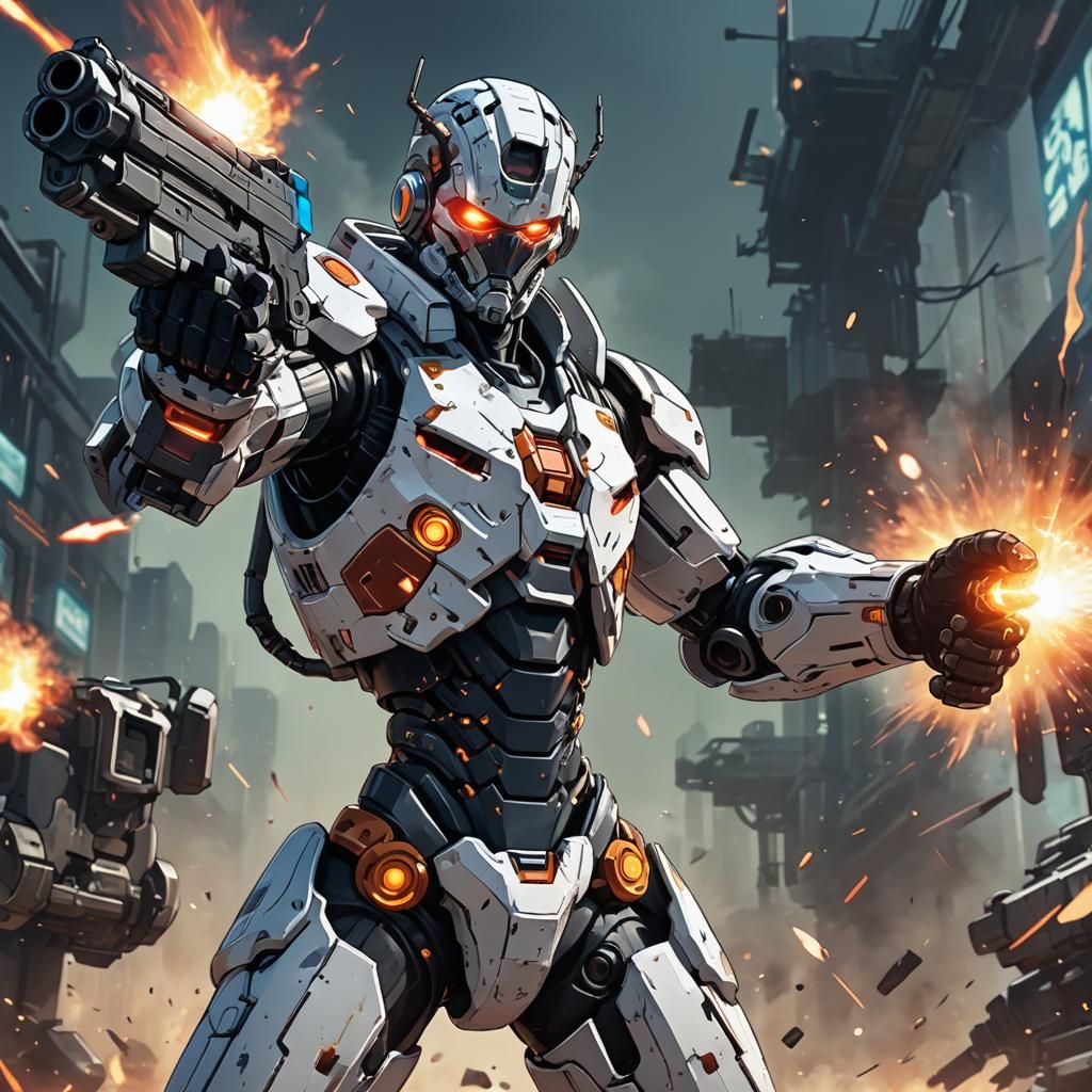 Cyborg Plasma Gun Manga Scan in Anime Style