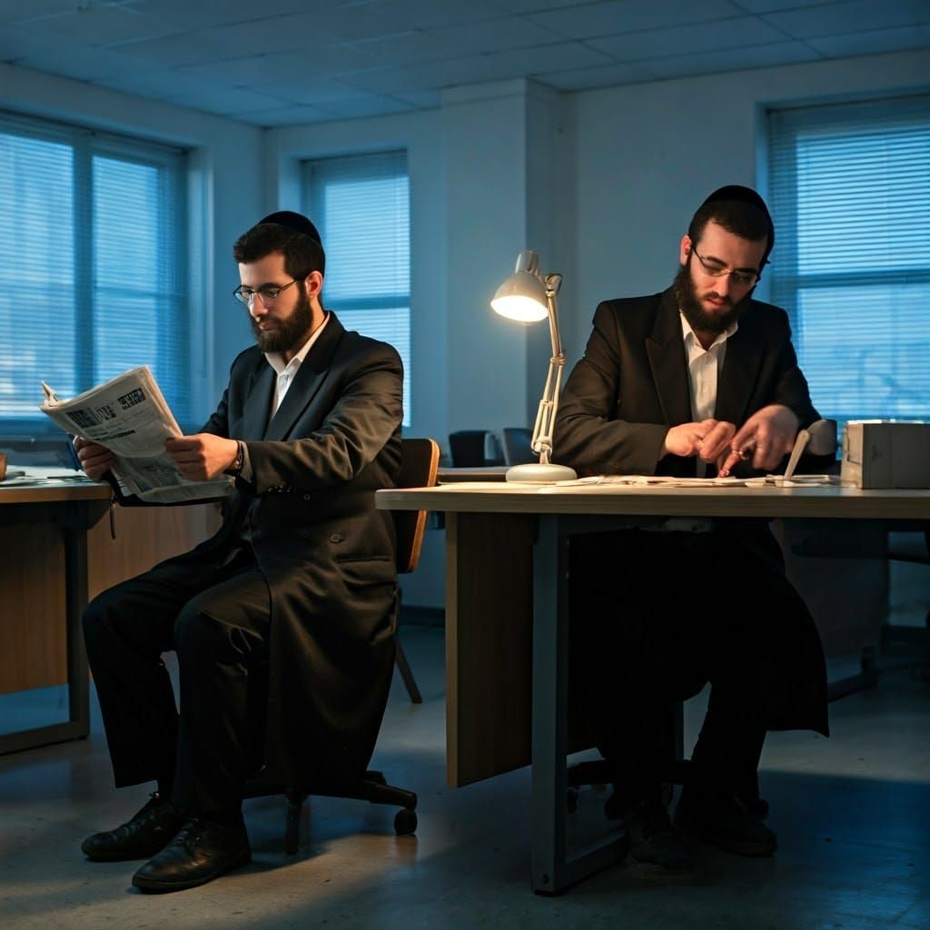 Orthodox Jewish Men in Modern Office, Photorealistic