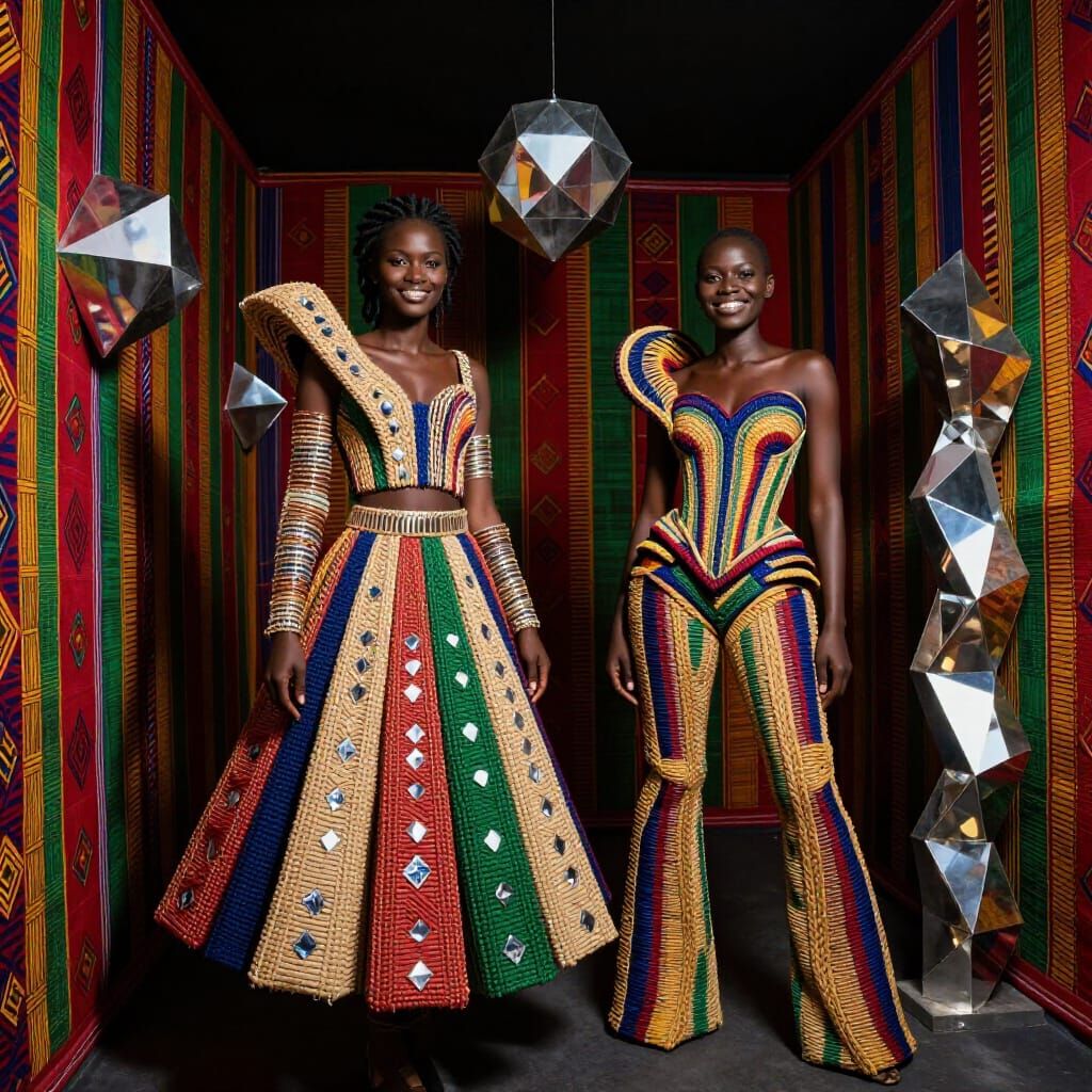 Liberian Textile Art in Mysterious Dimly Lit Room