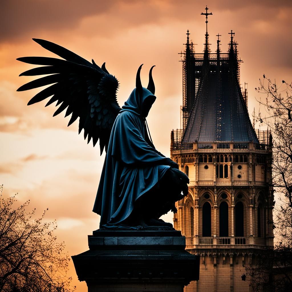 Gothic Gargoyle Perched Atop Notre-Dame de Paris