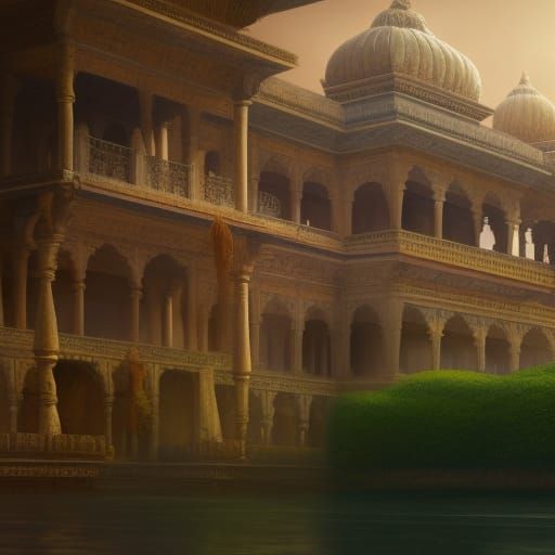 Metallic Ayodhya Palace Garden City in Detailed Matte Painti...