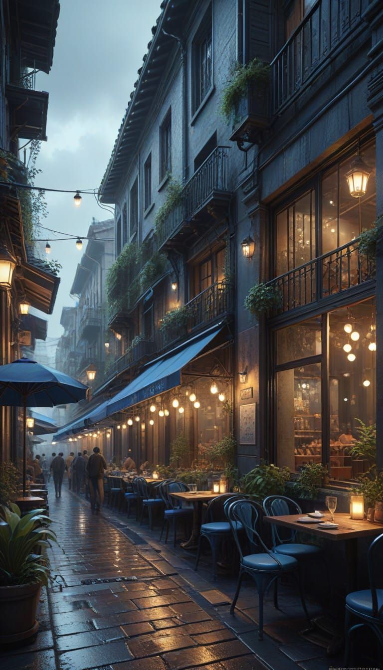 Vibrant Cafe Scene in 8K Resolution