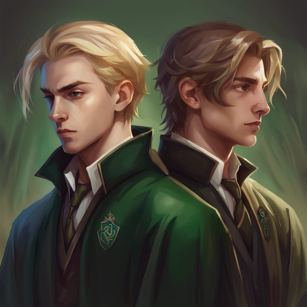 Slytherin Students Holding Hands: Detailed Portrait