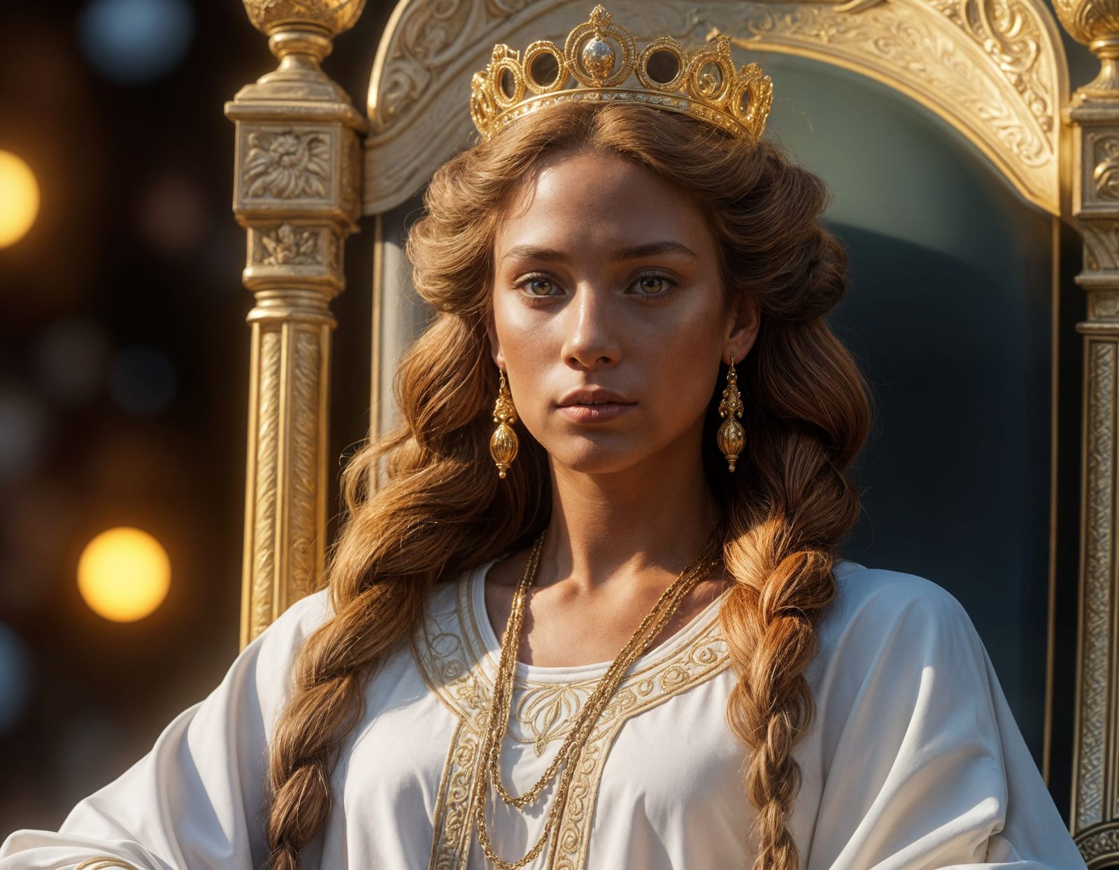 Lion Queen Celebrates Tennis Victory: Art Nouveau Portrait