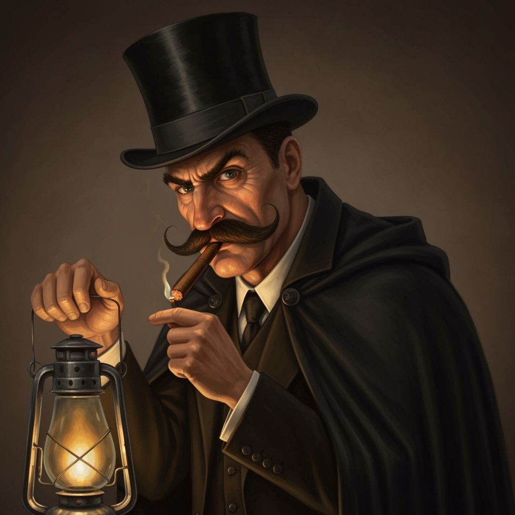 Snidely Whiplash Lighting Cigar in Oil Painting Style