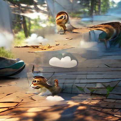 Chipmunk Observes Sunrise in Forest Clearing