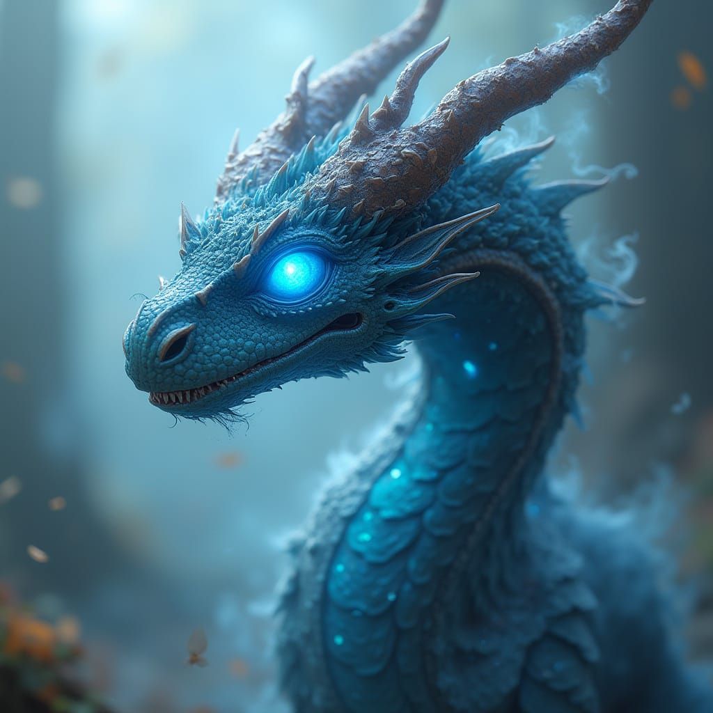 Mystical Dragon with Iridescent Scales in Digital Art Style