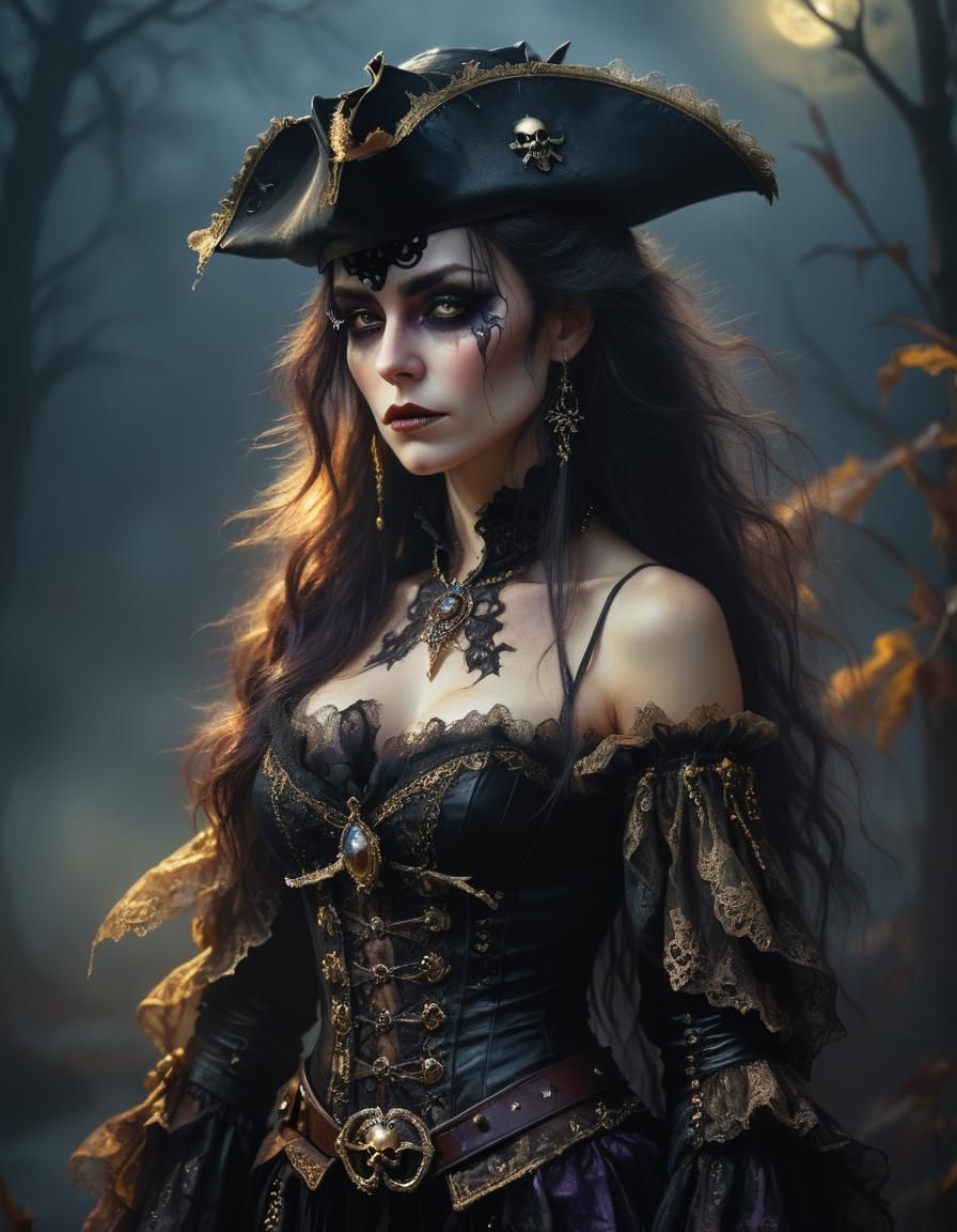 Gothic Pirate Portrait in Dark Fantasy Style